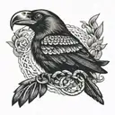 crow head and ouroboros snake tattoo design idea
