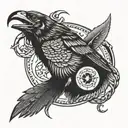 crow head and ouroboros snake tattoo design idea