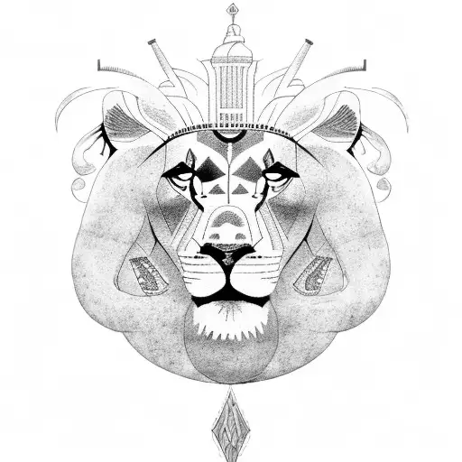 egypt god tatoo with lion on head tattoo design idea