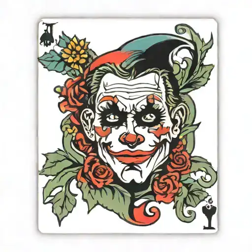 joker card deck tattoo design idea