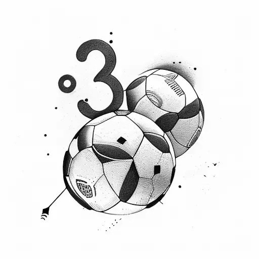 reloj de arena, un 17, un joystick y una pelota de futbol tattoo design idea