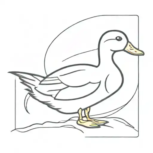 outline of a duck saying meow tattoo design idea