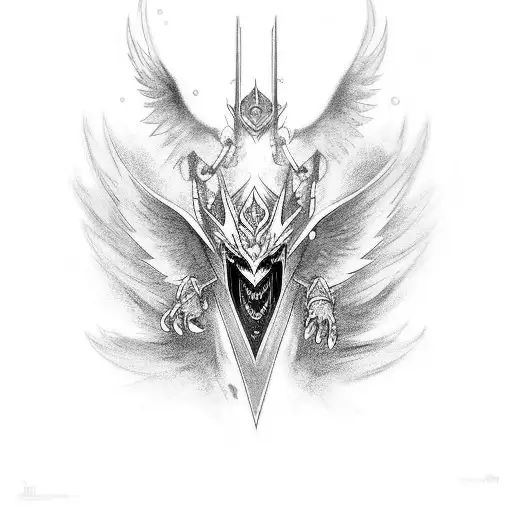 Design a stunning tattoo featuring Angemon, the legendary Digimon tattoo design idea