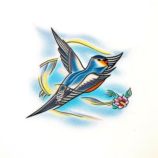two Swallow Bird tattoo design idea