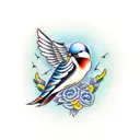 two Swallow Bird tattoo design idea