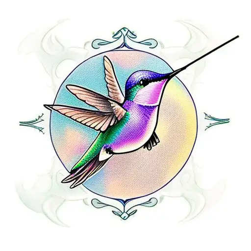 Hummingbird, music notes, "forever young" print tattoo design idea
