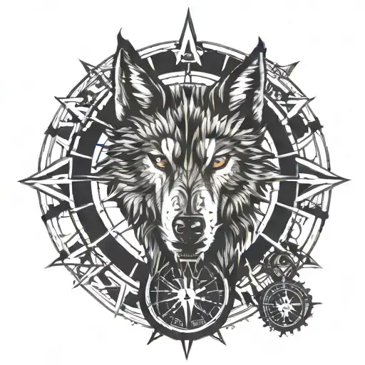 Combining elements of a wolf (Fenrir) and a compass (Vegvisir) to create a unique tattoo design tattoo design idea