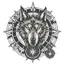 Combining elements of a wolf (Fenrir) and a compass (Vegvisir) to create a unique tattoo design tattoo design idea