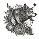 Combining elements of a wolf (Fenrir) and a compass (Vegvisir) to create a unique tattoo design tattoo design idea