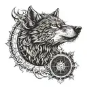 Combining elements of a wolf (Fenrir) and a compass (Vegvisir) to create a unique tattoo design tattoo design idea
