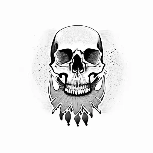 skull with dead tree and purple rosed tattoo design idea