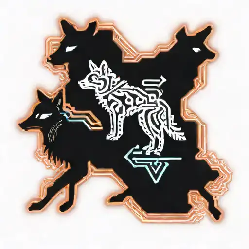 7 tribal painted coyotes running in armband tattoo design idea