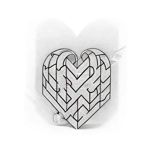 m and k initial with heart maze tattoo design idea