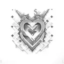 m and k initial with heart maze tattoo design idea