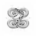A dotwork depiction of a snake coiling around a dollar sign, symbolizing financial wisdom and prosperity tattoo design idea