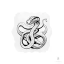 A dotwork depiction of a snake coiling around a dollar sign, symbolizing financial wisdom and prosperity tattoo design idea