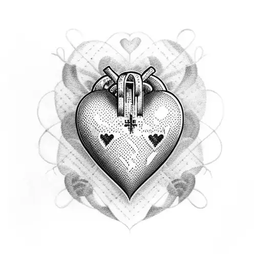 heart with cross tattoo design idea