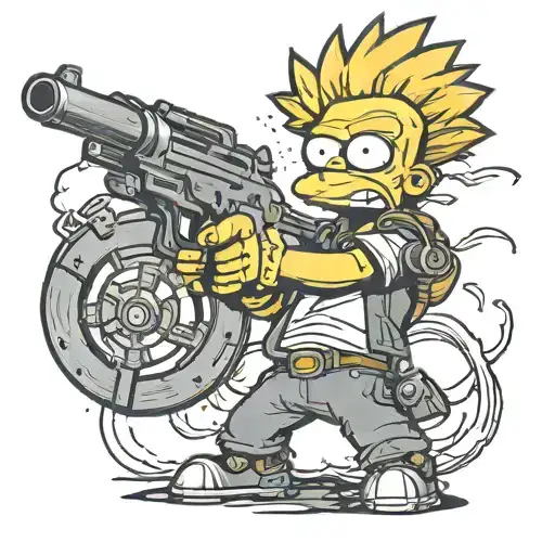 bart Simpson holding guns tattoo design idea