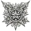 igd, 6 point star, 3 point crown tattoo design idea