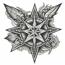 igd, 6 point star, 3 point crown tattoo design idea