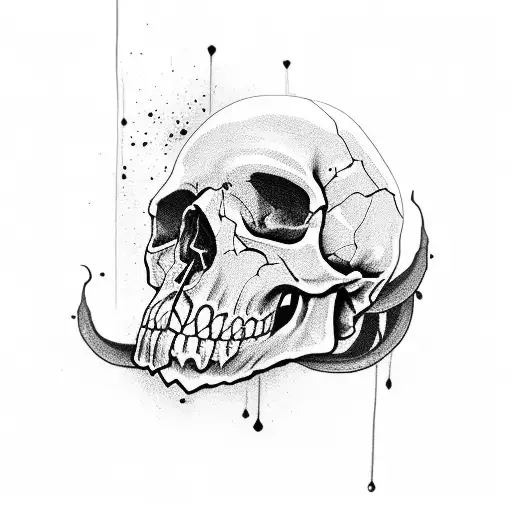 native skull makeup blood tattoo design idea