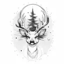 Deer, planets, linhas, formas tattoo design idea