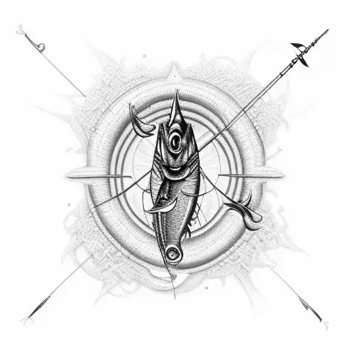 An intricate fishing lure with a hidden message woven into the design tattoo design idea