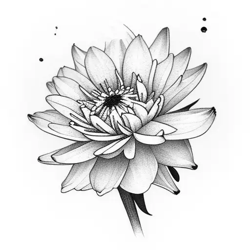 carnation, daisy, rose, water lily, cosmos tattoo design idea