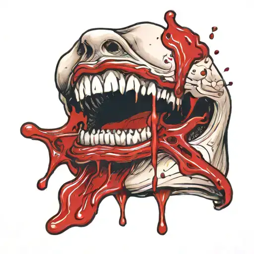 A gunshot wound in the body, blood flows forming a circle like a Coke bottle mouth or cap, with blood dripping  tattoo design idea