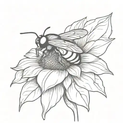 a Junebug resting on a sunflower tattoo design idea