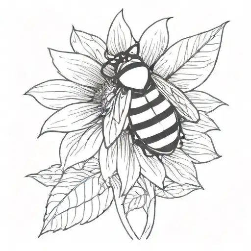 a Junebug resting on a sunflower tattoo design idea