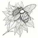 a Junebug resting on a sunflower tattoo design idea