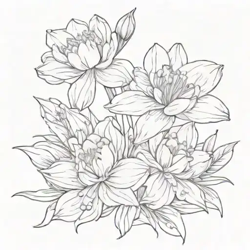 daffodil sweet pea water lily peony bee butterfly tattoo tattoo design idea