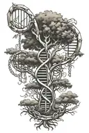 Dna chain and tree tattoo design idea