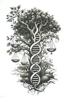 Dna chain and tree tattoo design idea