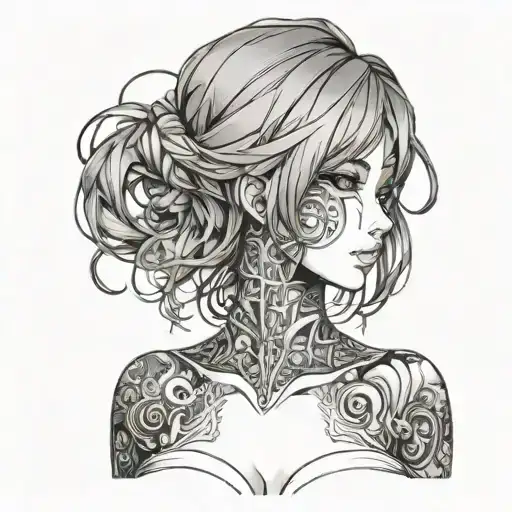 anime nude girl tattoo design idea