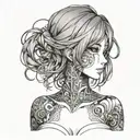 anime nude girl tattoo design idea