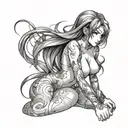 anime nude girl tattoo design idea