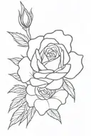 cute simple design of a rose and rosemary sprig side by side fine line black and white tattoo for girls tattoo design idea