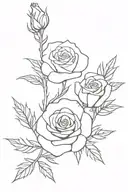 cute simple design of a rose and rosemary sprig side by side fine line black and white tattoo for girls tattoo design idea