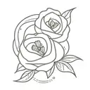 cute simple design of a rose and rosemary sprig side by side fine line black and white tattoo for girls  tattoo design idea
