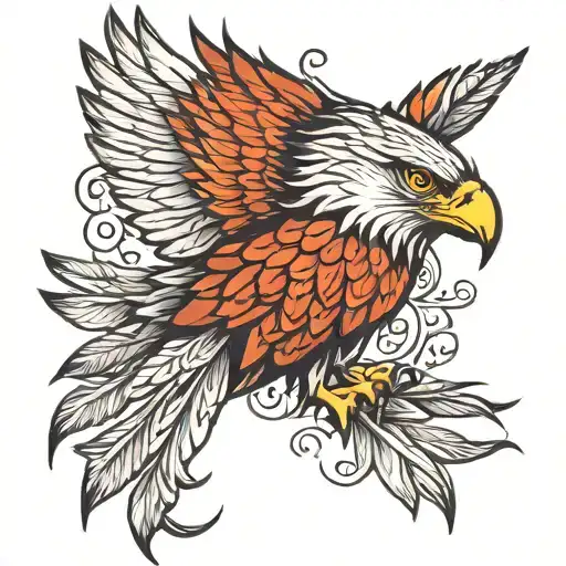 acorss back design  a hawk with out streched wings and with in the feathers has protection ,strength and power runes  tattoo design idea