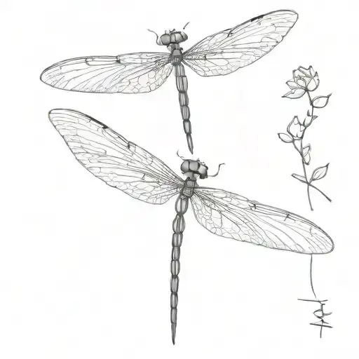 A semicolon dragonfly. The body of the dragonfly is a semicolon (» ; «) and the wings are drawn in detail. tattoo design idea
