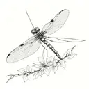 A dragonfly. The dragonfly is semicolon (» ; «) and the wings are drawn in detail and from the semico tattoo design idea