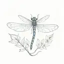 A dragonfly. The dragonfly is semicolon (» ; «) and the wings are drawn in detail and from the semico tattoo design idea