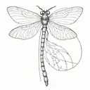 A dragonfly whose body is made of a semicolon (» ; «) and the wings are drawn in detail and from the semico tattoo design idea