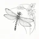 A dragonfly whose body is made of a semicolon (» ; «) and the wings are drawn in detail and from the semico tattoo design idea
