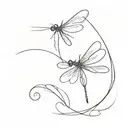 A semicolon dragonfly. The dragonfly is semicolon (» ; «) and the wings are drawn in detail. tattoo design idea