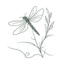 A semicolon dragonfly. The dragonfly is semicolon (» ; «) and the wings are drawn in detail. tattoo design idea