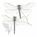 A dragonfly whose body is made of a semicolon (» ; «) and the wings are drawn in detail and from the semico tattoo design idea